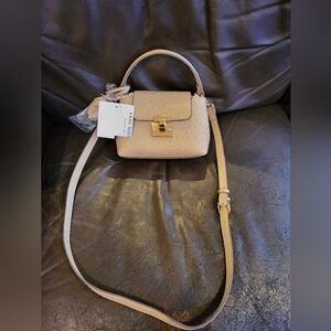 Anne Klein Beige Mini Bag with Gold Details